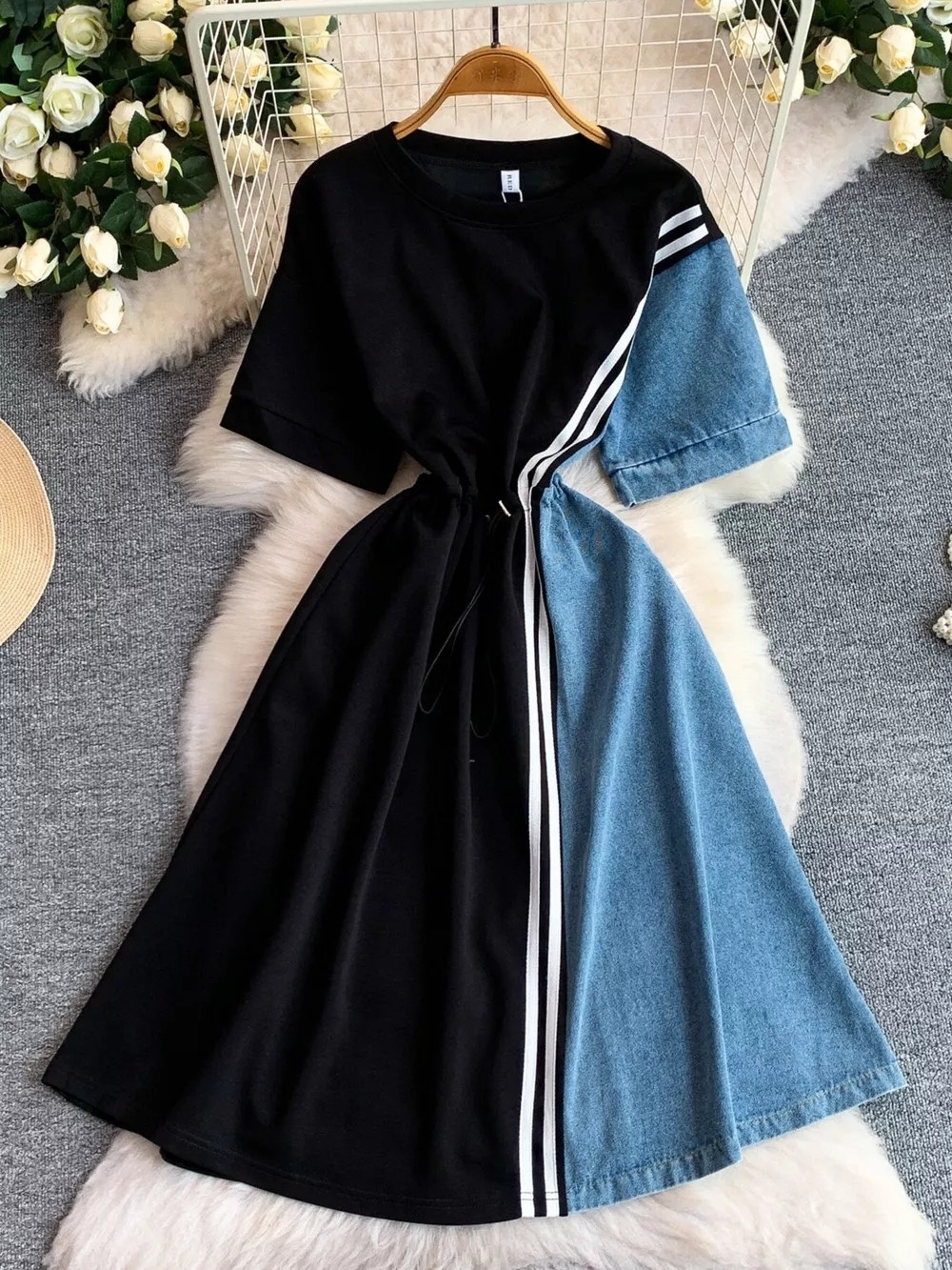 Velvet Chronicle Color Block Short Sleeve Casual Dress